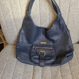 Michael Kors Bedford Navy Pebbled Leather Hobo Shoulder Bag
